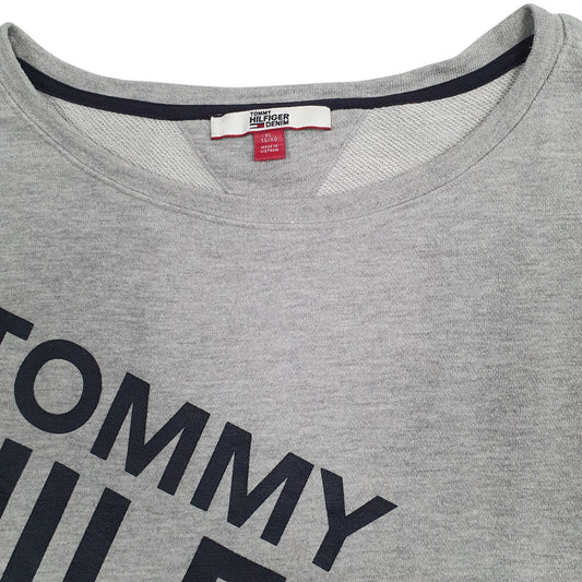 Womens Grey Tommy Hilfiger Lightweight Spellout Baggy Crewneck Jumper