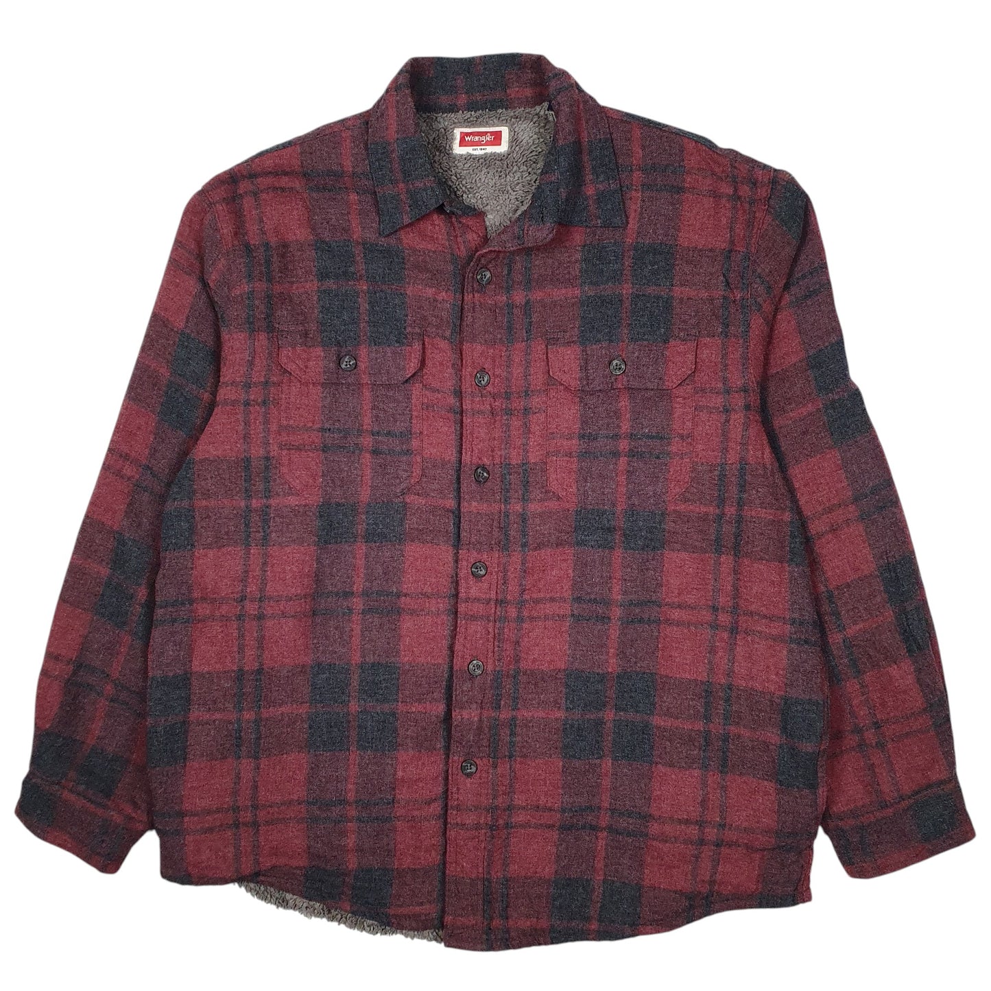 Mens Burgundy Wrangler Sherpa Lined Full Zip Coat