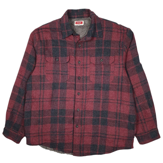 Mens Burgundy Wrangler Sherpa Lined Full Zip Coat