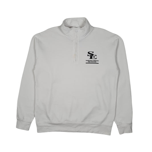 Mens White Champion Southeastern Oklahoma University Quarter Zip Jumper