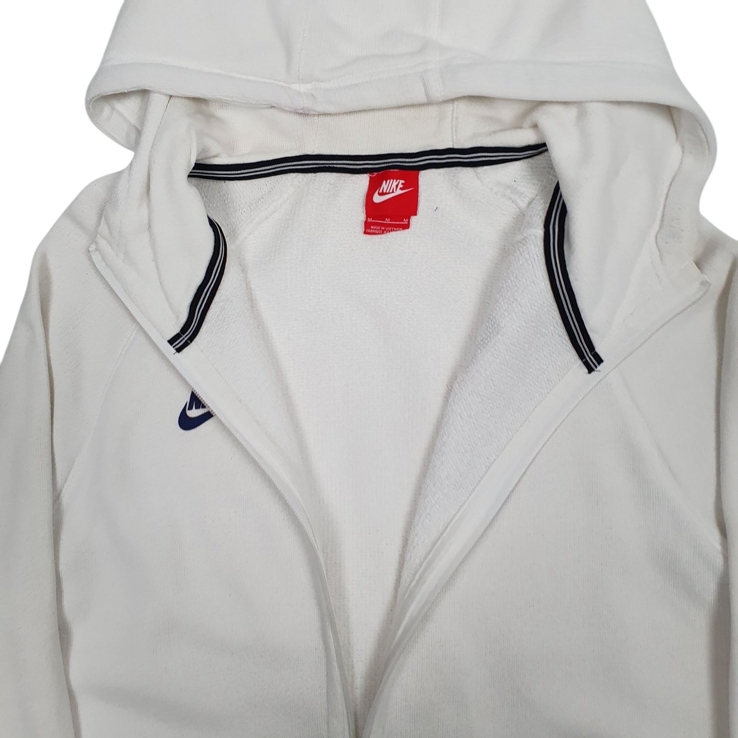 Mens White Nike PSG Paris St Germain Football Hoodie Full Zip Jumper
