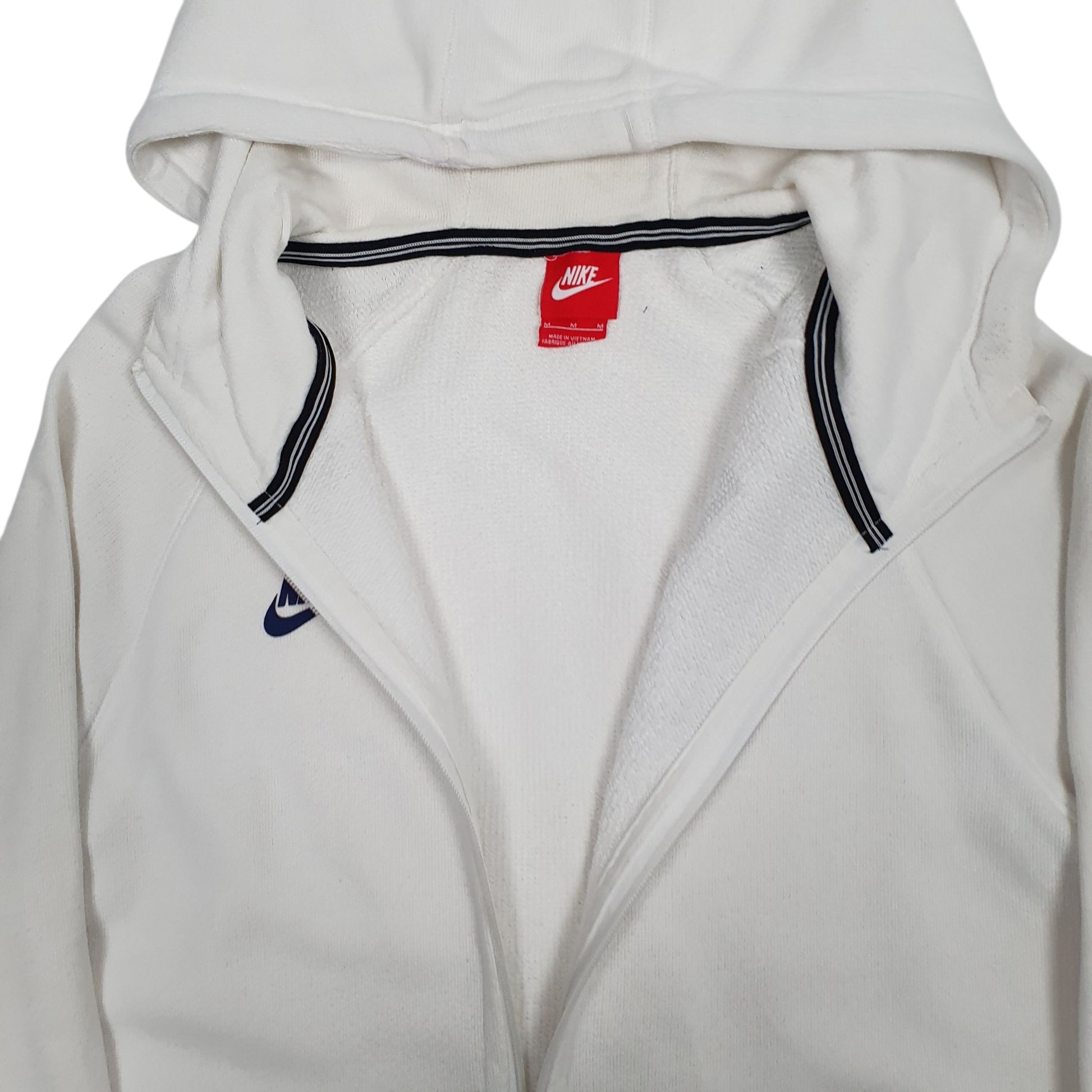 Mens White Nike PSG Paris St Germain Football Hoodie Full Zip Jumper
