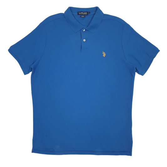 Mens Blue US Polo Assn Performance Pique Short Sleeve Polo Shirt