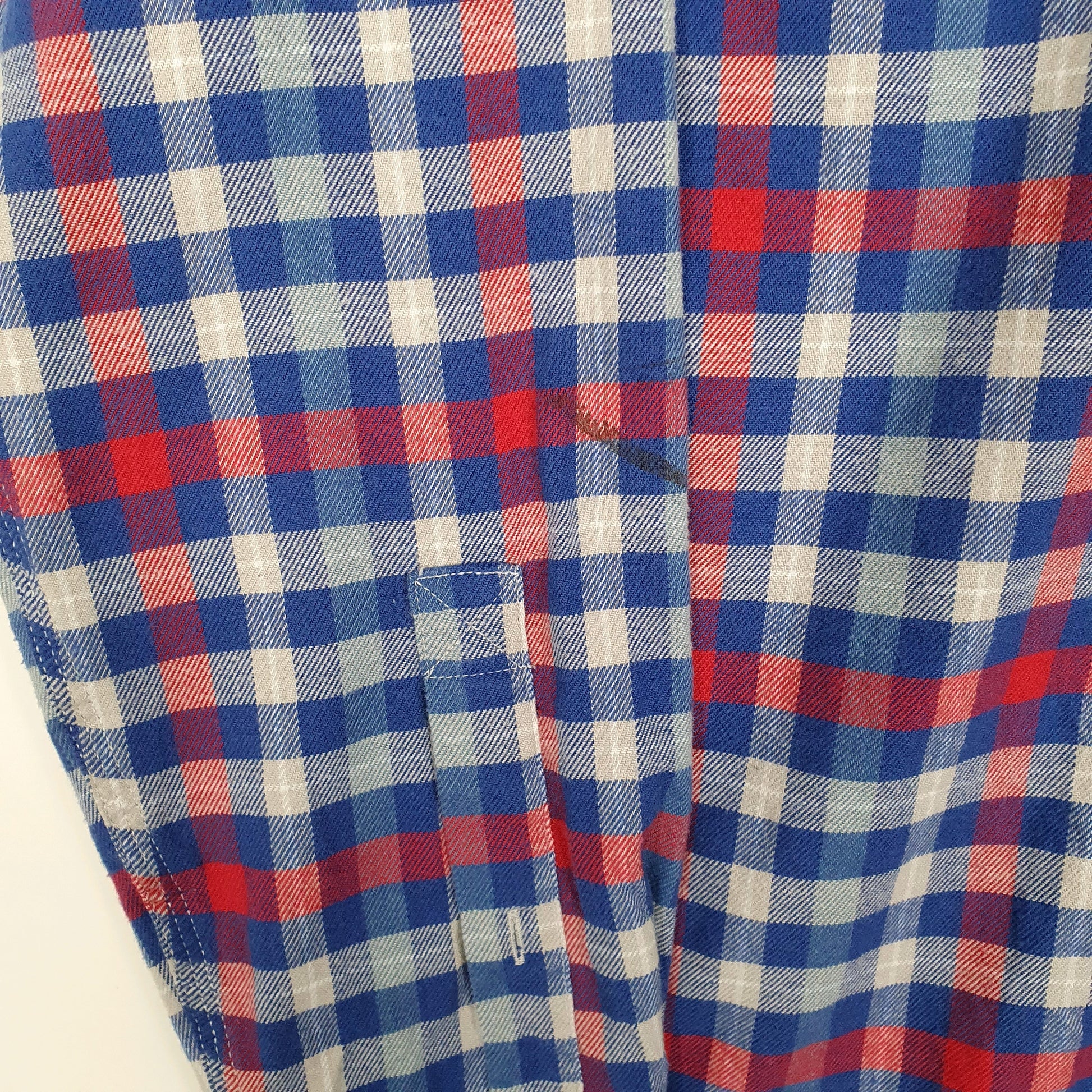 Mens Blue L.L.Bean Scotch Plaid Flannel  Shirt