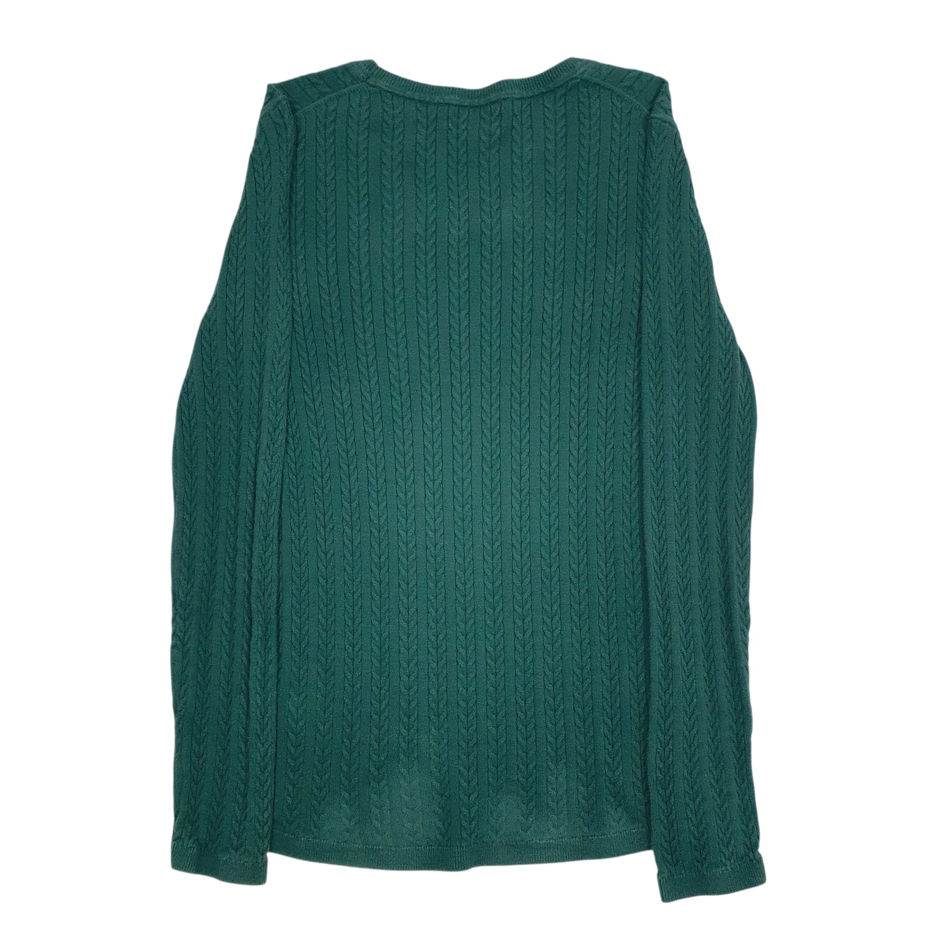 Womens Green Tommy Hilfiger Cable Knit Crewneck Jumper