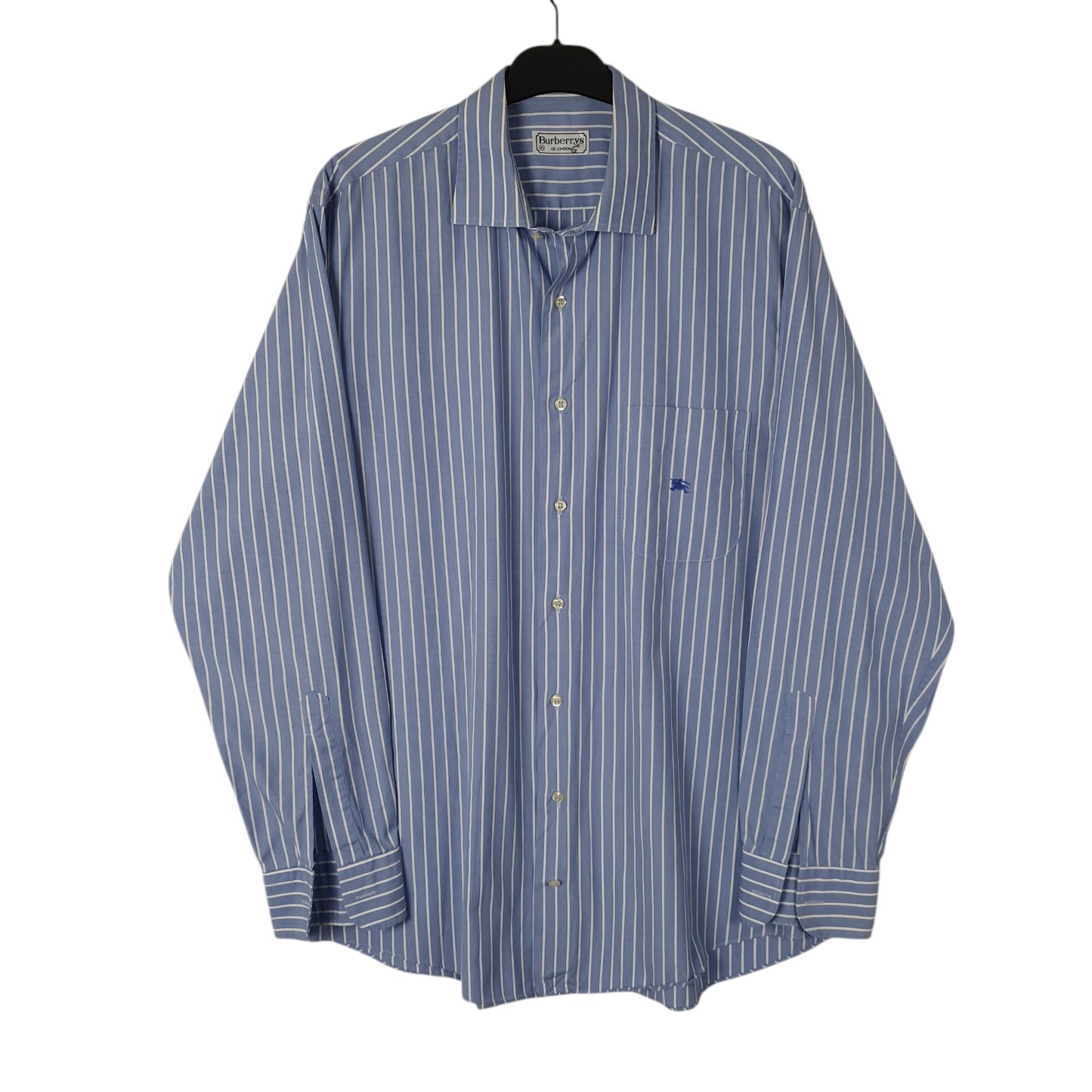 Mens Blue Burberry Vintage 90s Long Sleeve Shirt