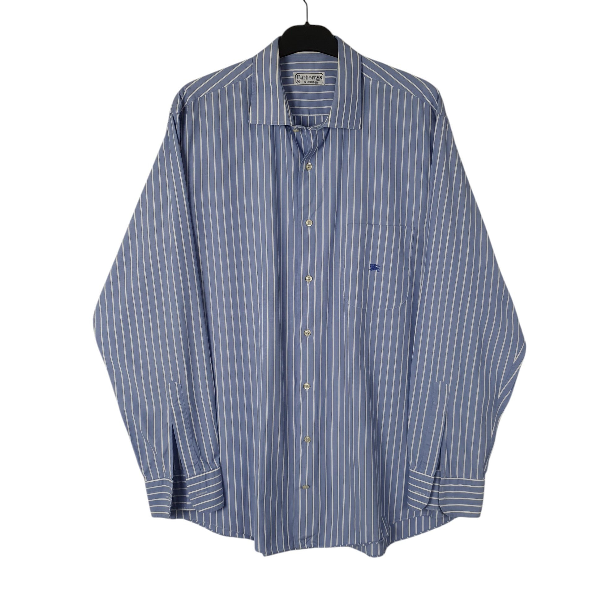 Mens Blue Burberry Vintage 90s Long Sleeve Shirt