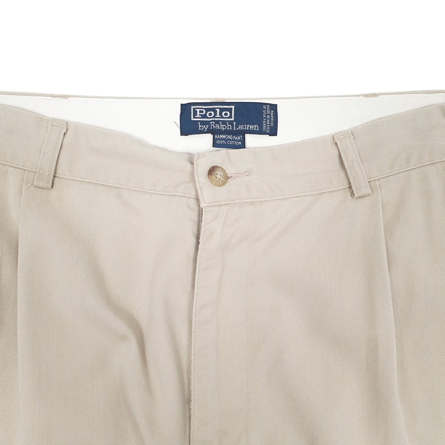 Mens Beige Polo Ralph Lauren Hammond Pant Pleated 90s  Trousers