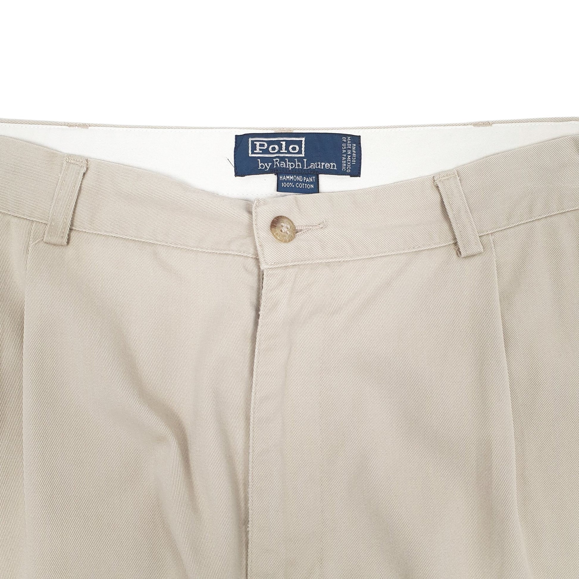 Mens Beige Polo Ralph Lauren Hammond Pant Pleated 90s  Trousers