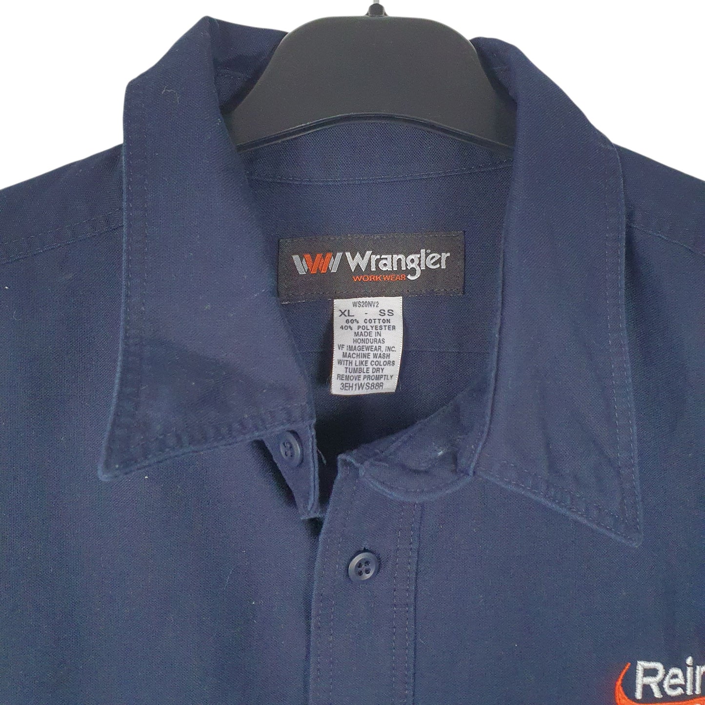 Mens Navy Wrangler Workwear  Shirt