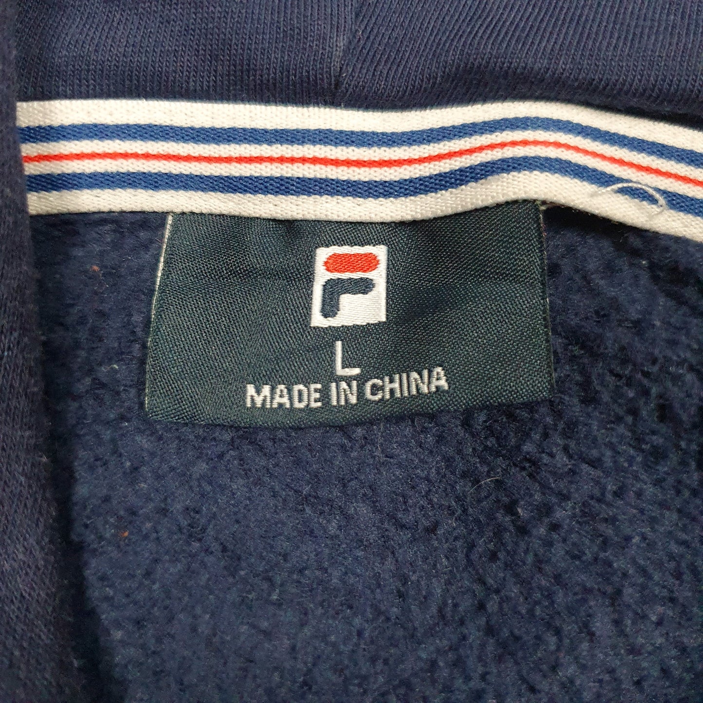 Mens Navy Fila Spellout Hoodie Jumper