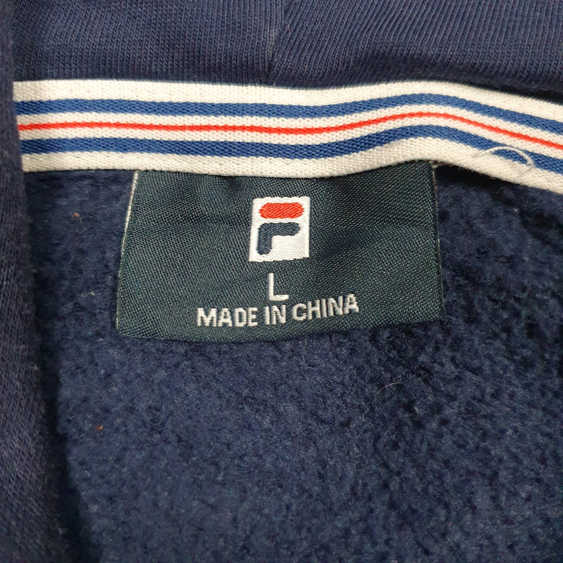 Mens Navy Fila Spellout Hoodie Jumper