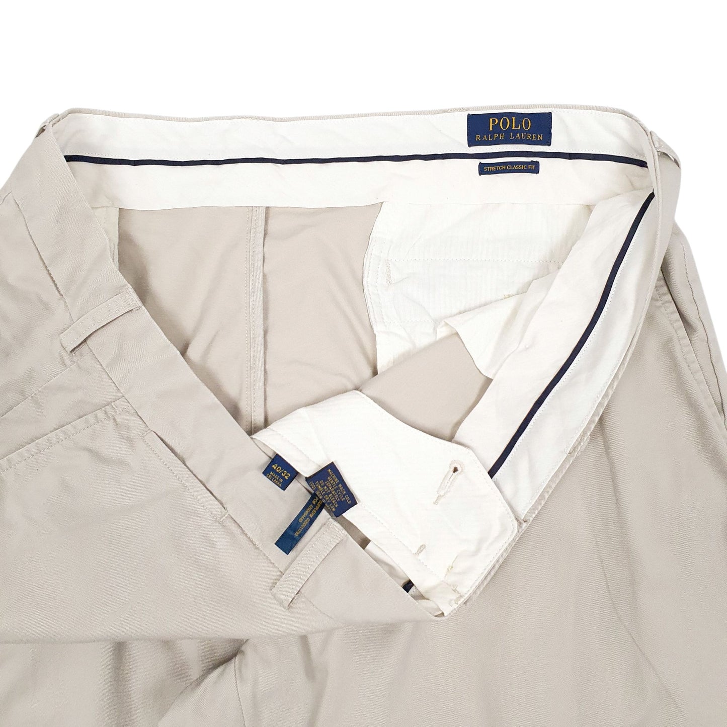 Mens Cream Polo Ralph Lauren Stretch Classic Fit  Trousers