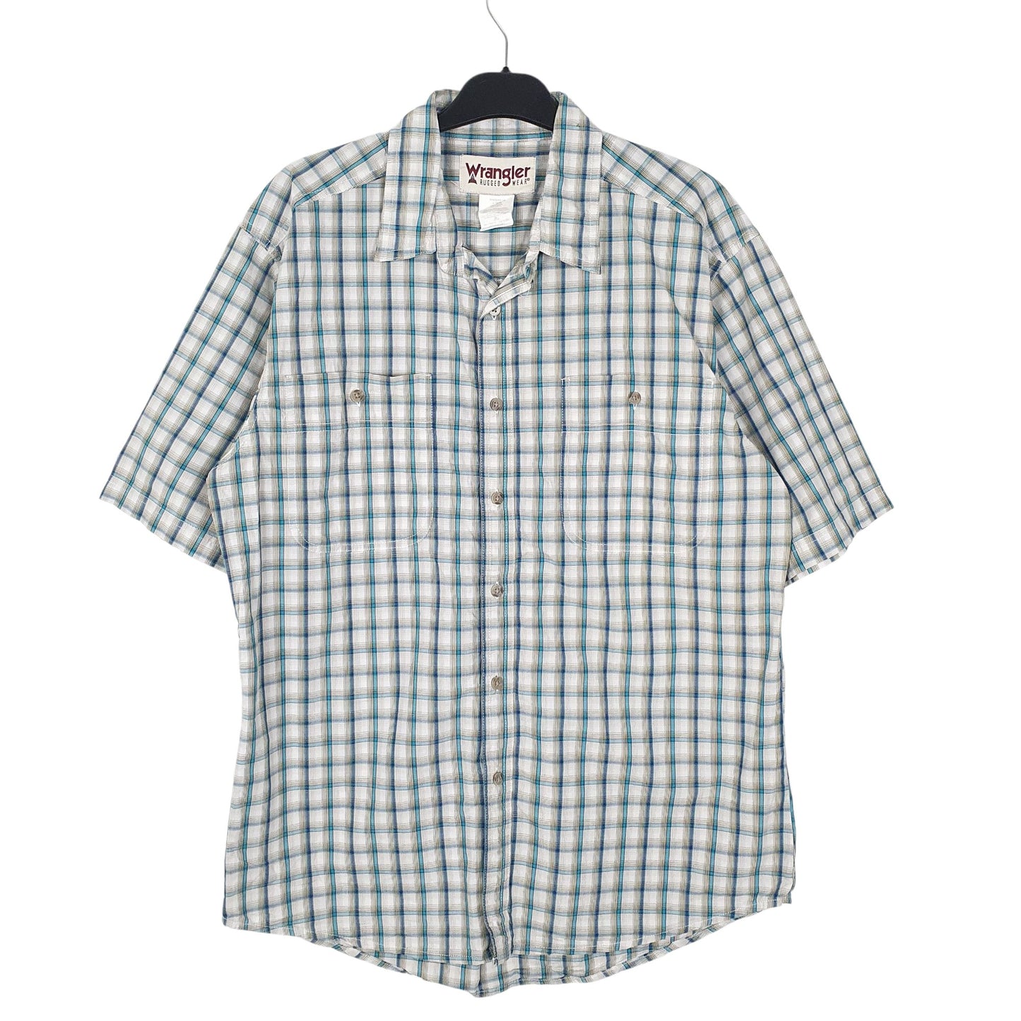 Mens White Wrangler Rugged Wear Short Sleeve Shirt