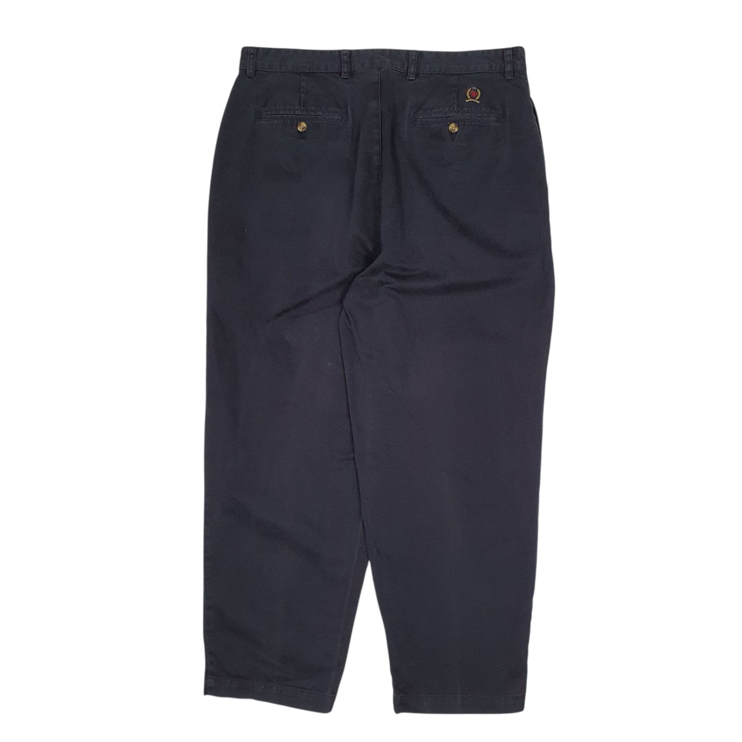 Mens Black Tommy Hilfiger Vintage 2000s Double Pleated  Trousers