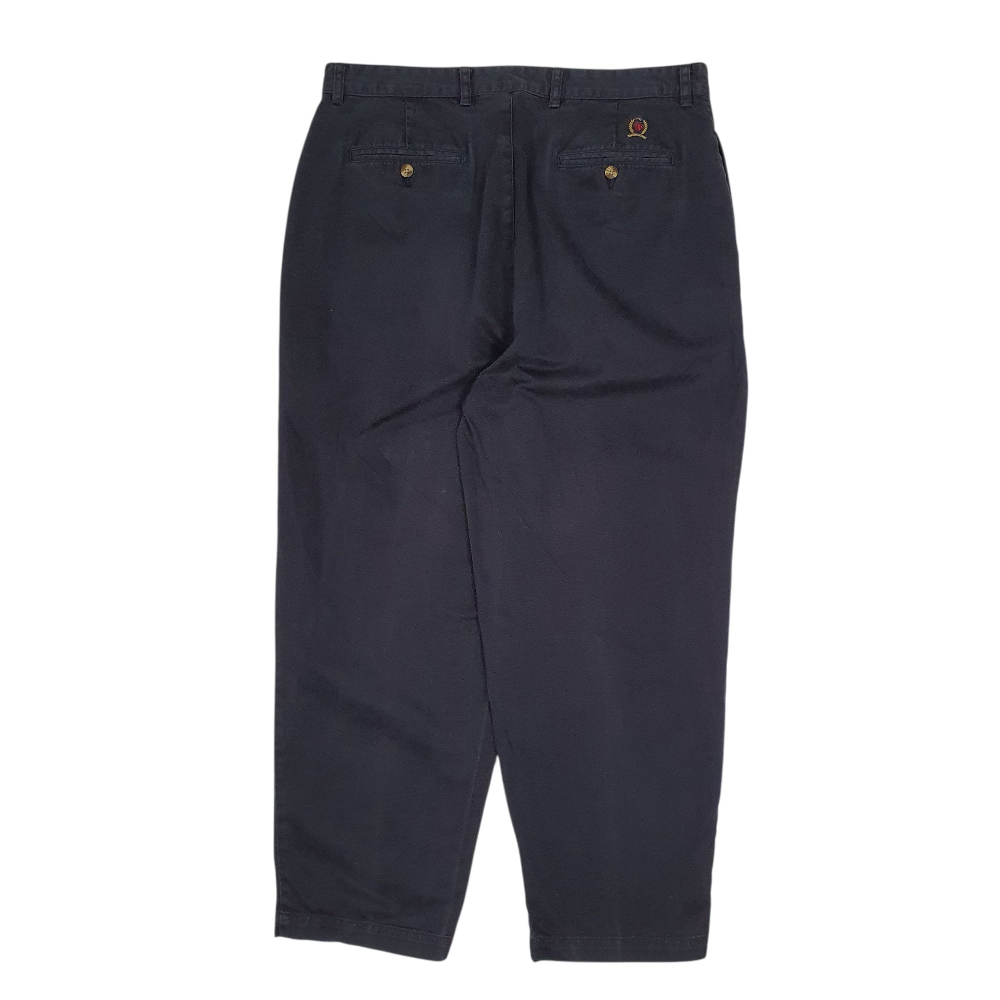 Mens Black Tommy Hilfiger Vintage 2000s Double Pleated  Trousers