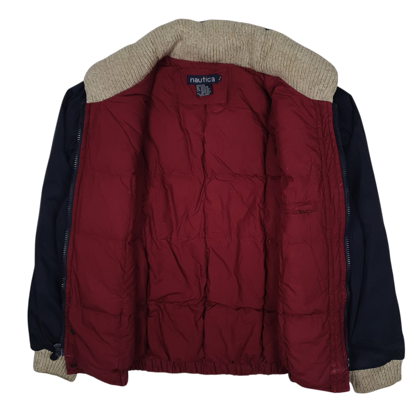 Mens Navy Nautica Vintage 90s Puffer  Coat