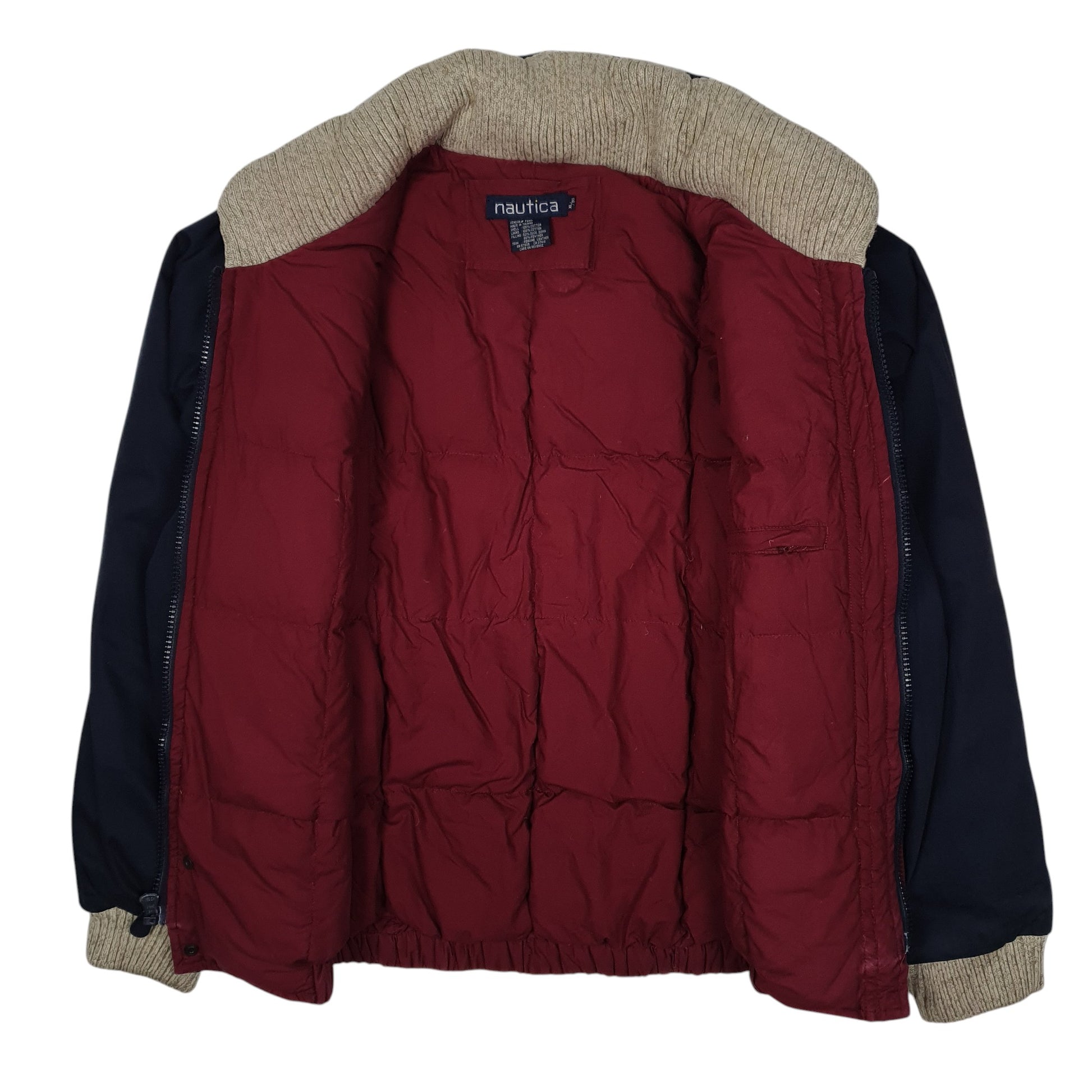 Mens Navy Nautica Vintage 90s Puffer  Coat