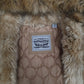 Womens Beige Levis Fur Lined Hooded  Coat