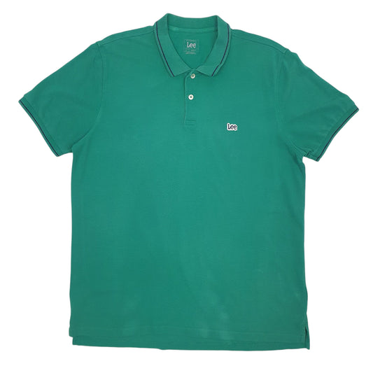 Mens Green Lee  Short Sleeve Polo Shirt