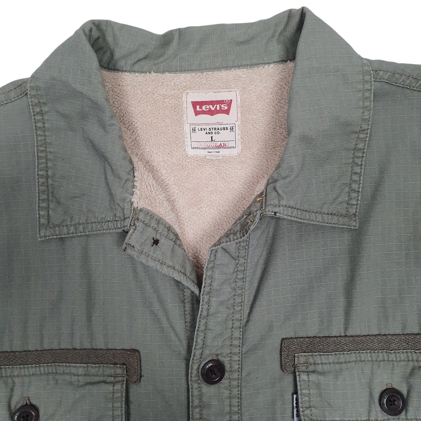 Mens Green Levis Overshirt Sherpa Lined  Coat