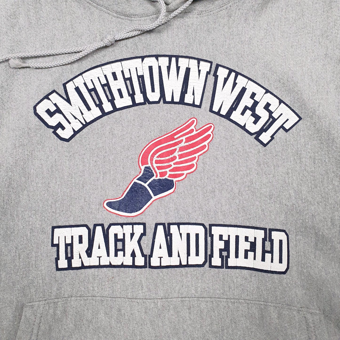 Mens Grey Champion 00s Reverse Weave Track And Field Hoodie Jumper