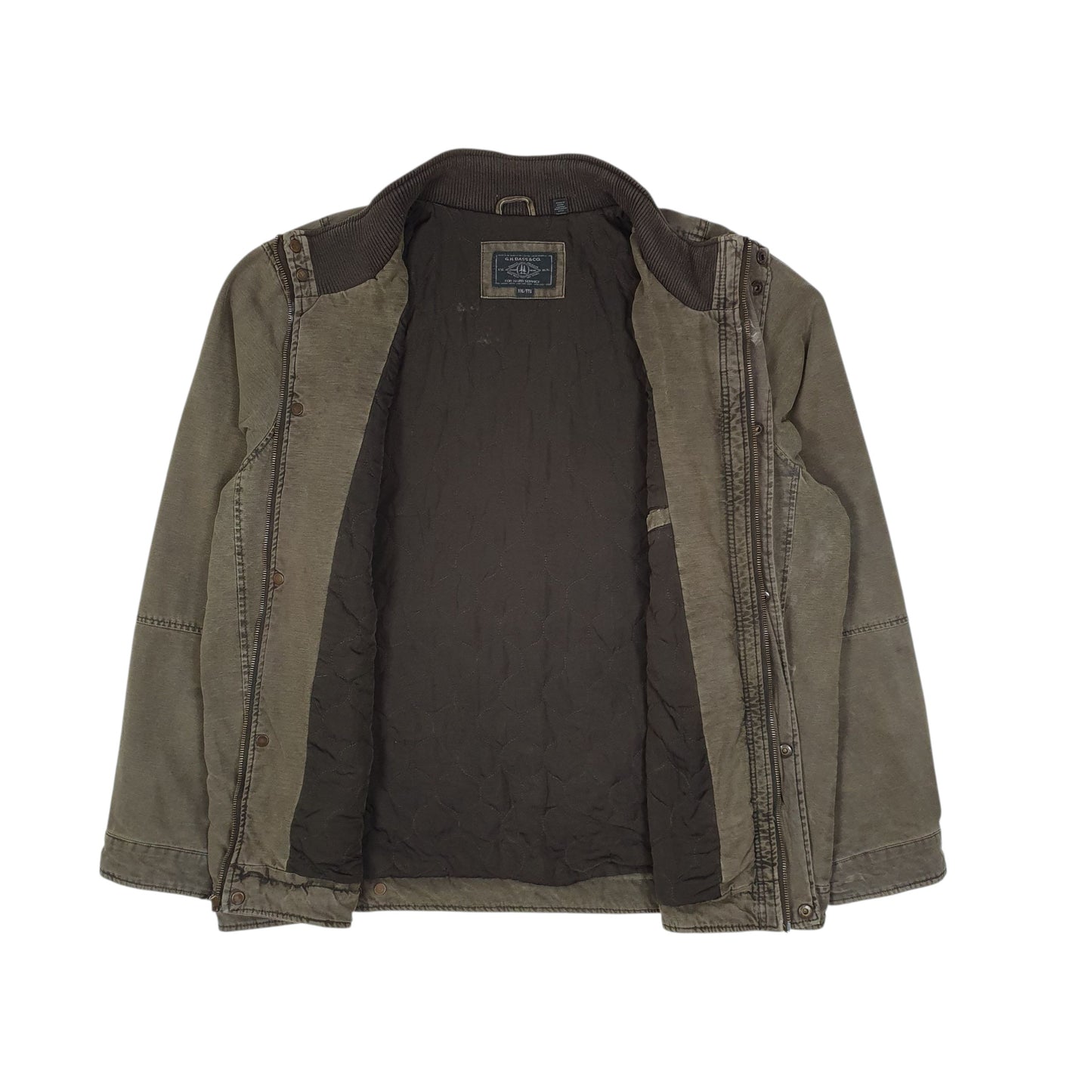 Mens Green GH Bass & Co Bomber Chore Crewneck Coat