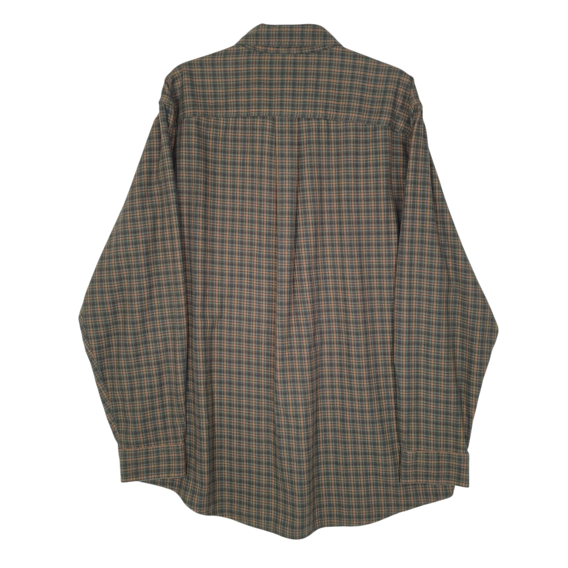 Mens Green L.L.Bean Scotch Plaid Flannel  Shirt