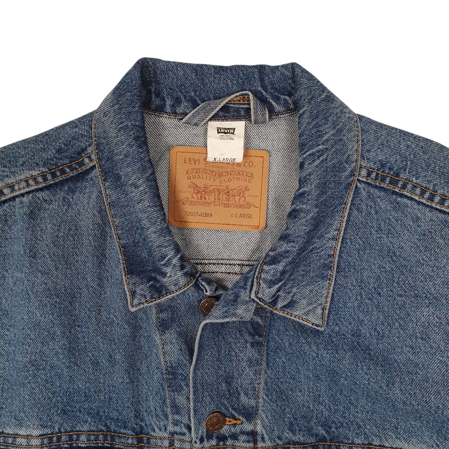 Mens Blue Levis Vintage 90s 00s Type 3 Trucker  Coat