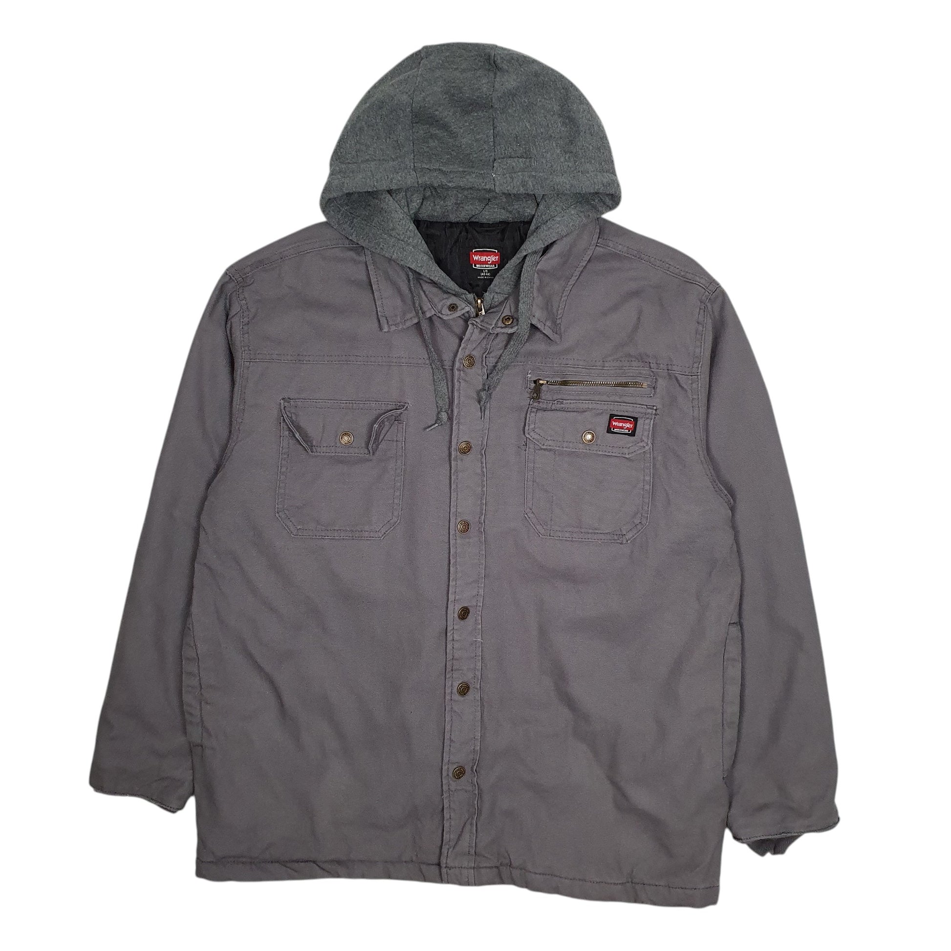 Mens Grey Wrangler Bomber Hoodie Chore  Coat
