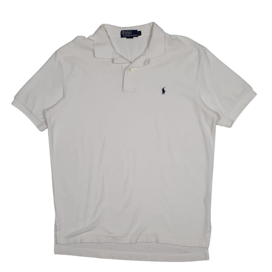 Mens White Polo Ralph Lauren Fleece Short Sleeve Polo Shirt