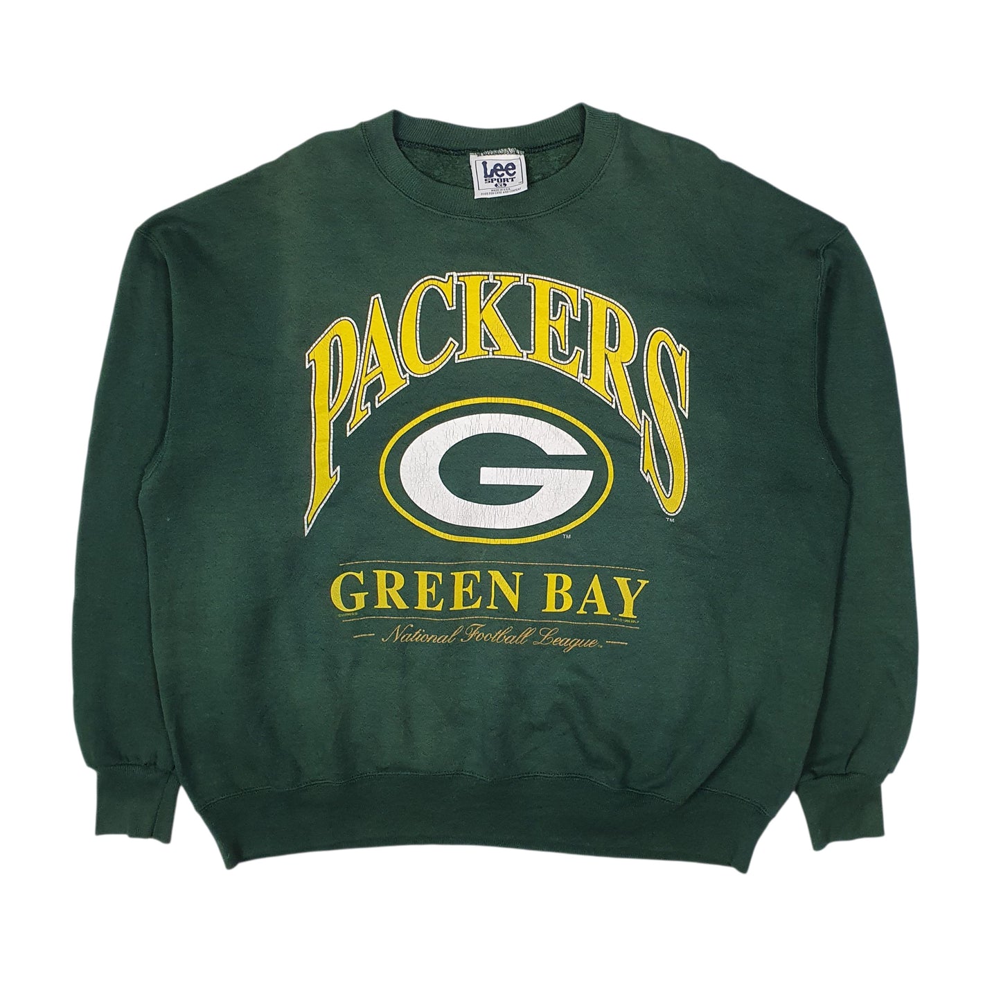 Mens Green Lee Sport Green Bay Packers NFL Nutmeg Mills Vintage 90s Crewneck Jumper