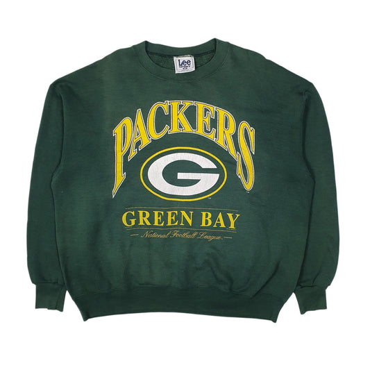 Mens Green Lee Sport Green Bay Packers NFL Nutmeg Mills Vintage 90s Crewneck Jumper