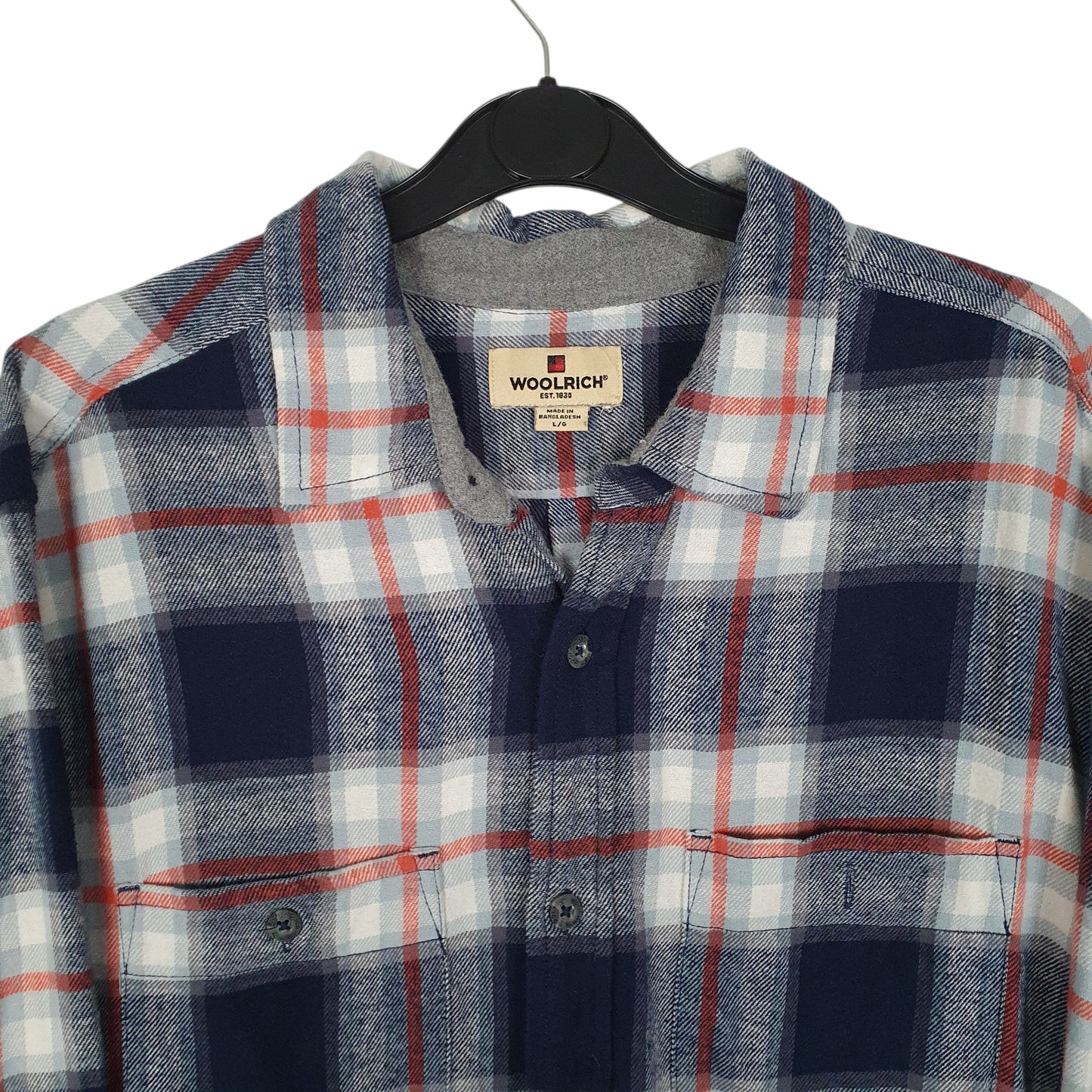 Mens Navy Woolrich Thick Flannel Plaid  Shirt