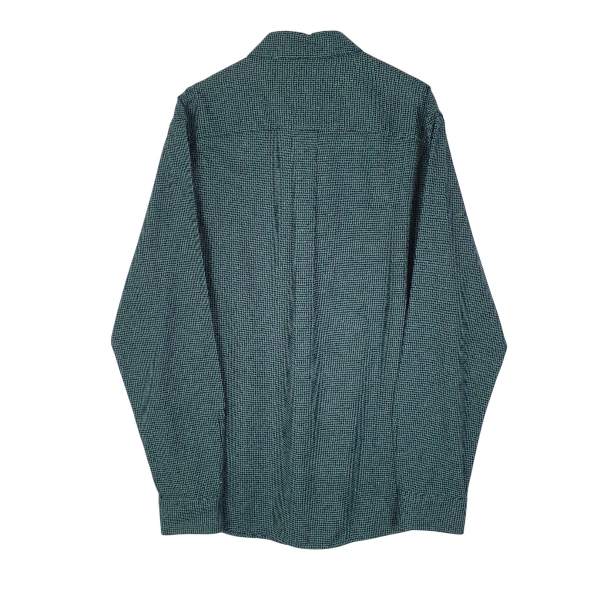 Mens Green L.L.Bean Thick Houndstooth  Shirt