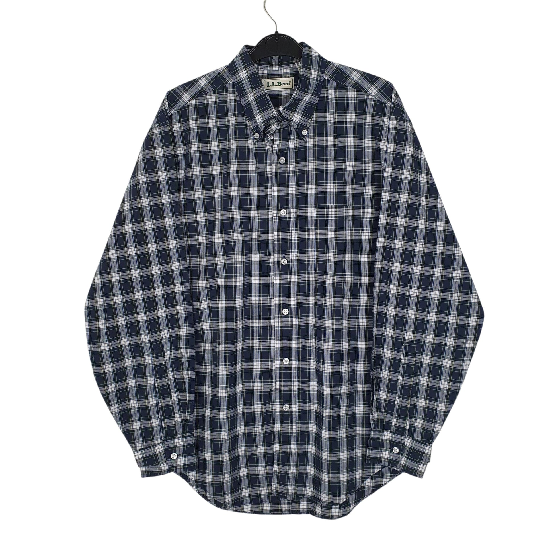 Mens Navy L.L.Bean Vintage 90s Long Sleeve Shirt