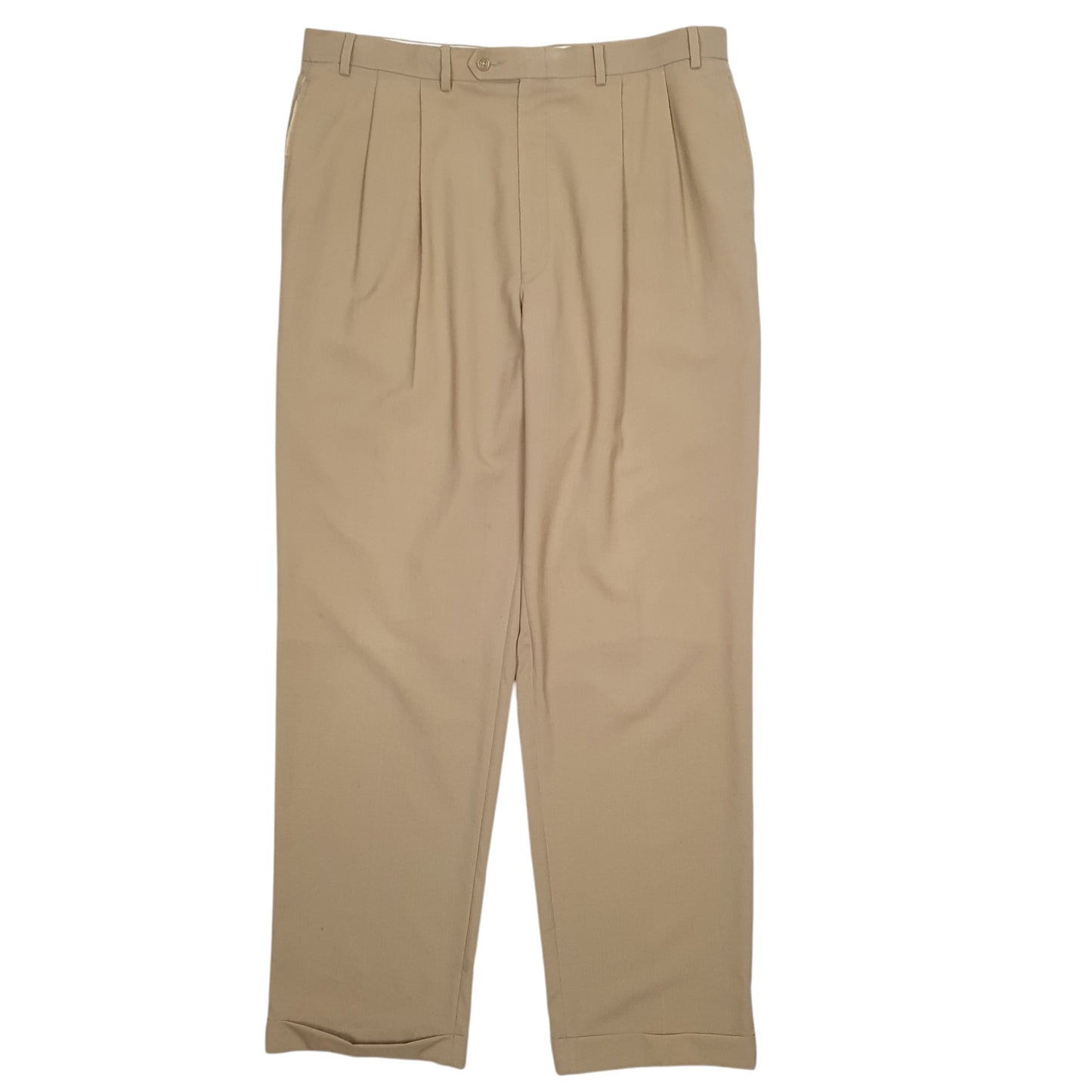 Mens Beige Polo Ralph Lauren Double Pleated Formal Trousers