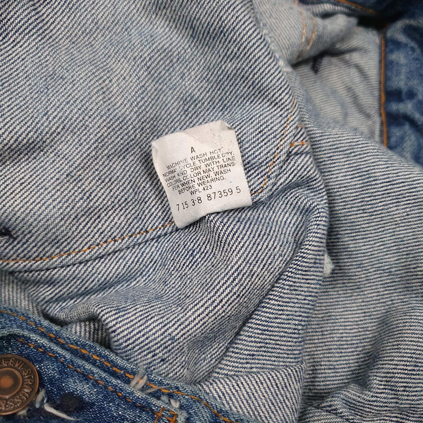 Mens Blue Levis Vintage 1980s Type 3 Trucker  Coat