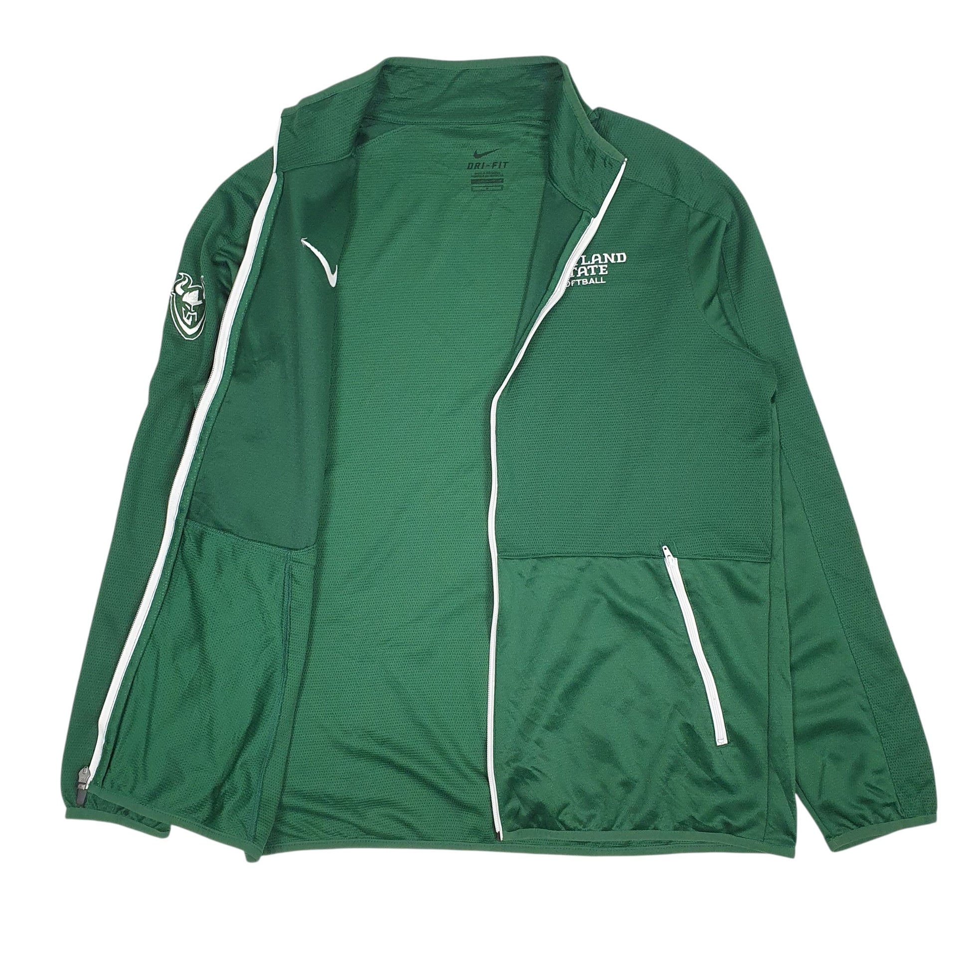 Mens Green Nike Dri-Fit Portland State Softball Full Zip Coat