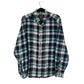 Mens Green Woolrich Thick Flannel Plaid Long Sleeve Shirt