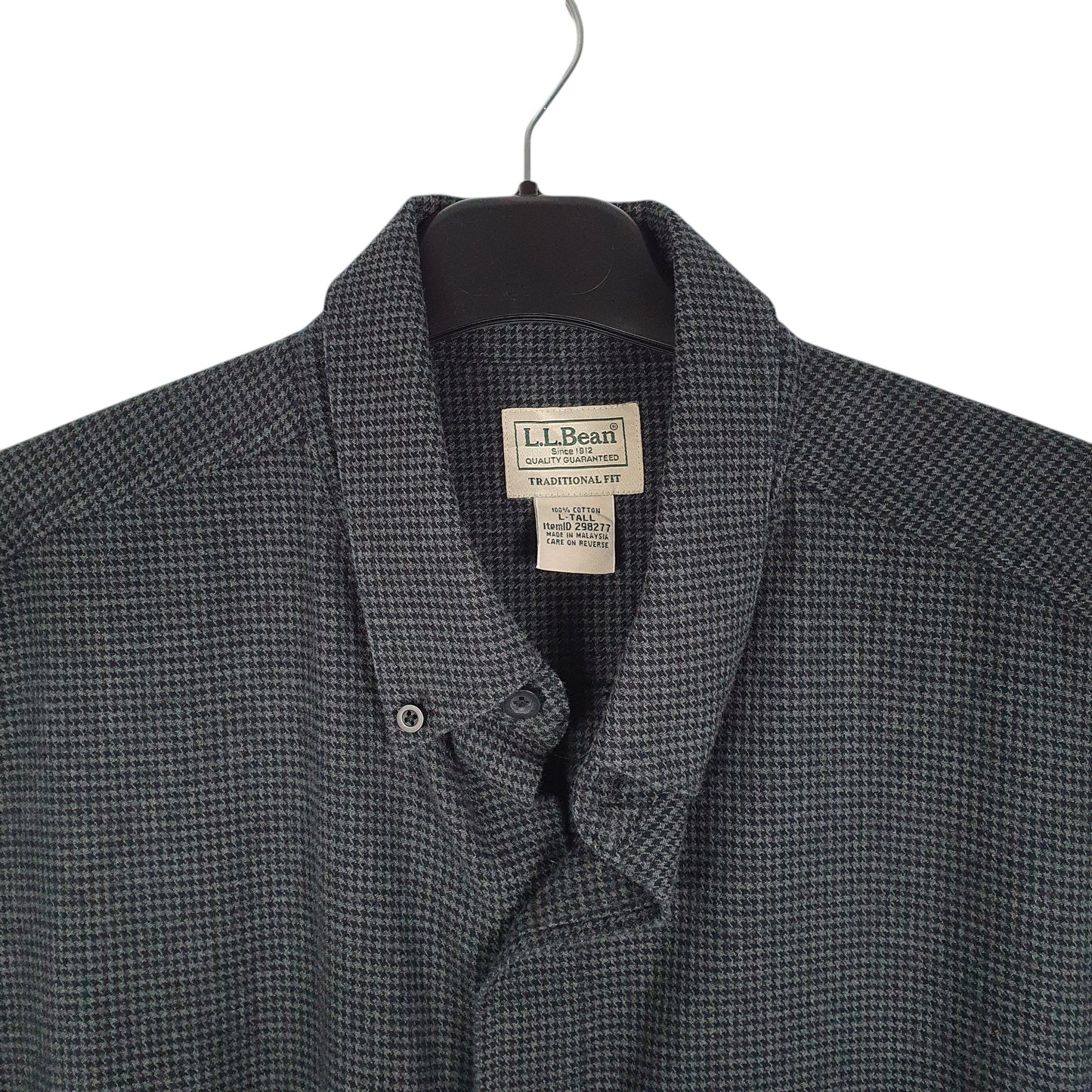 Mens Grey L.L.Bean Tall Thick Houndstooth  Shirt