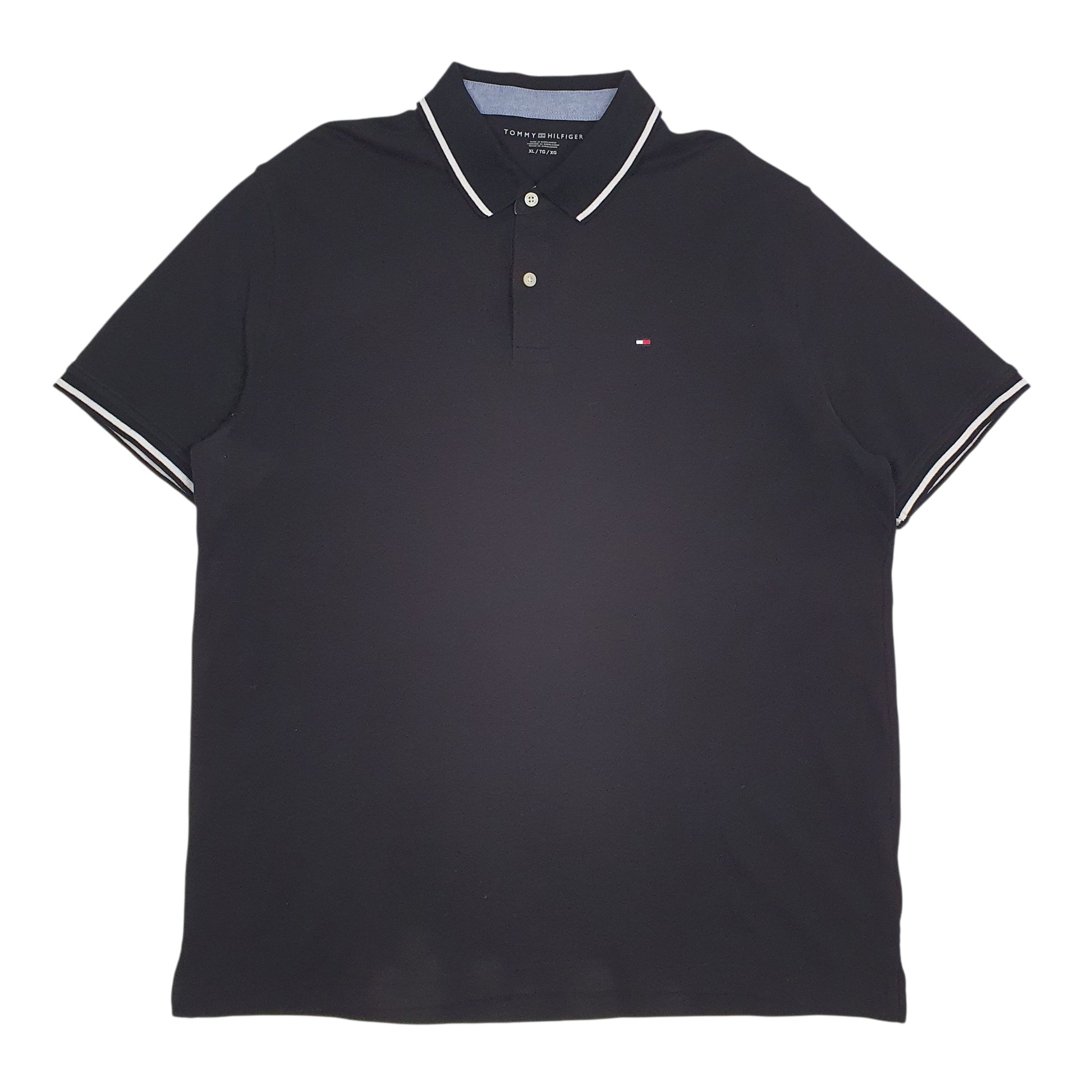 Mens Black Tommy Hilfiger  Short Sleeve Polo Shirt