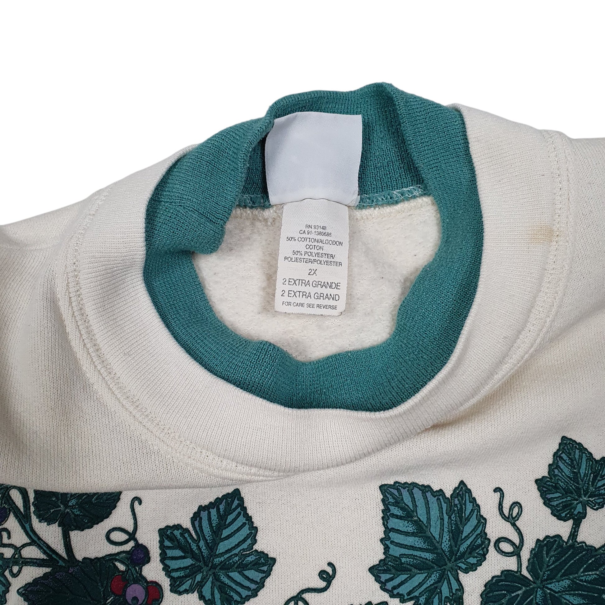 Mens Cream Whim Vintage 90s Floral Crewneck Jumper