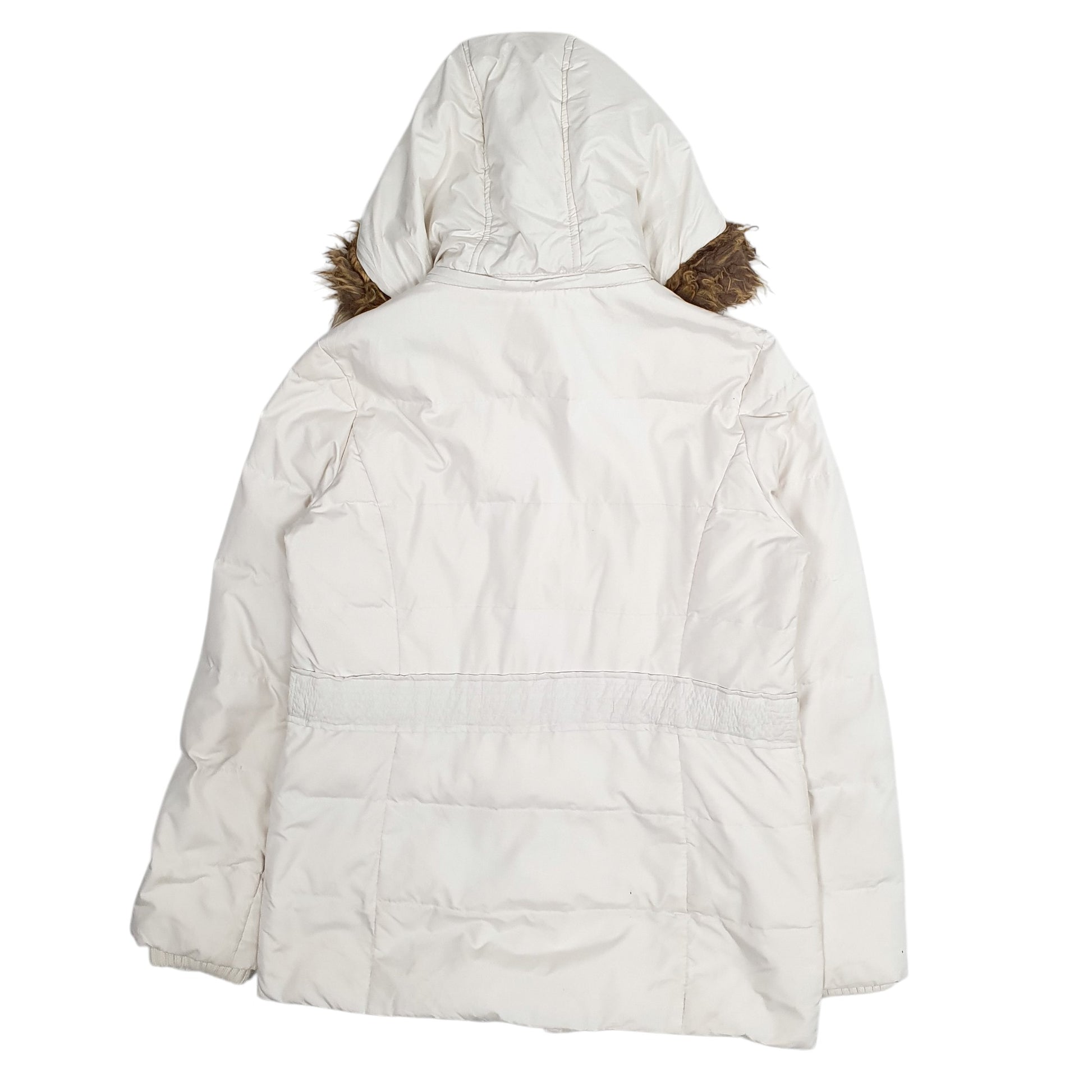 Womens Cream Tommy Hilfiger Puffer Longline Full Zip Coat