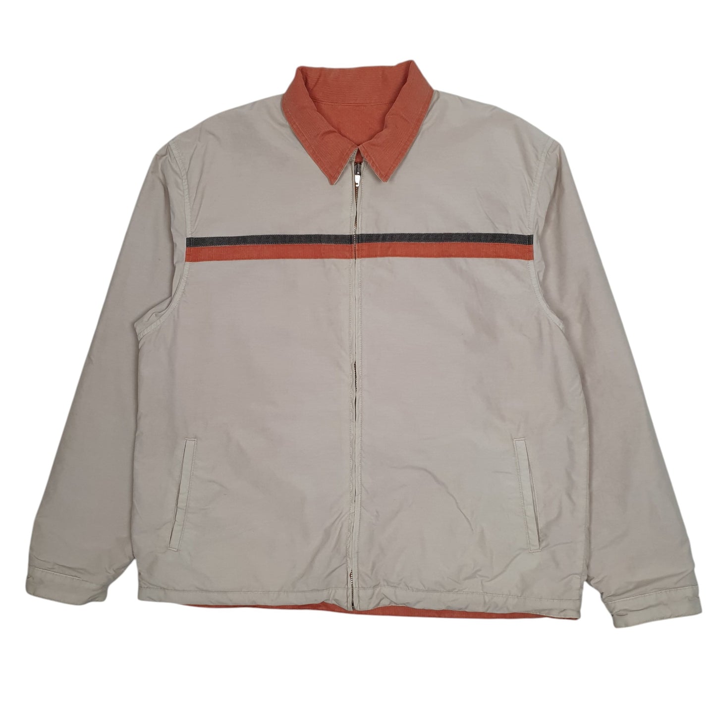 Mens Grey Lee Vintage 90s Reversible Corduroy Harrington  Coat