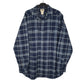Mens Navy L.L.Bean Tall Thick Flannel Plaid Chamois Long Sleeve Shirt