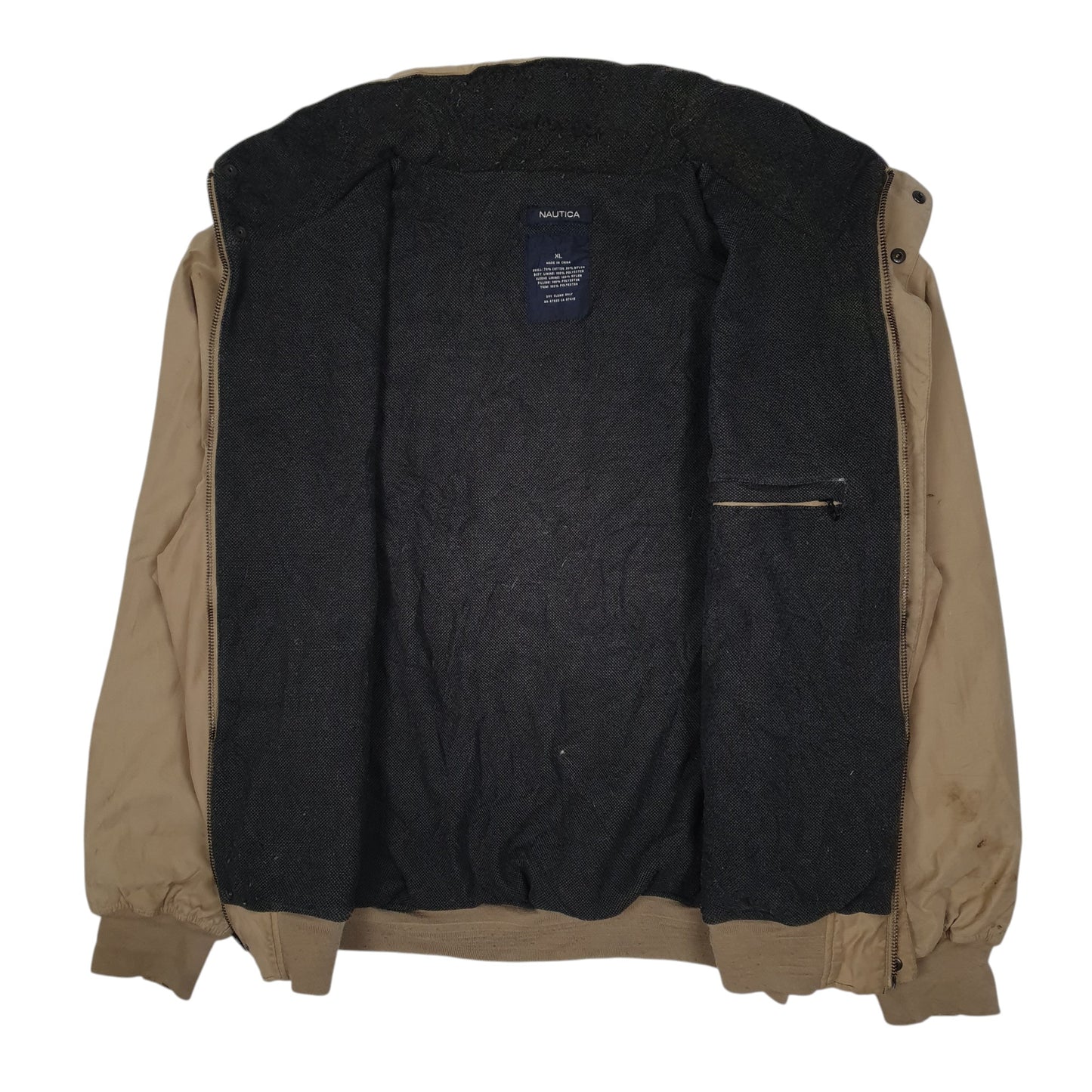 Mens Tan Nautica Windbreaker Bomber  Coat