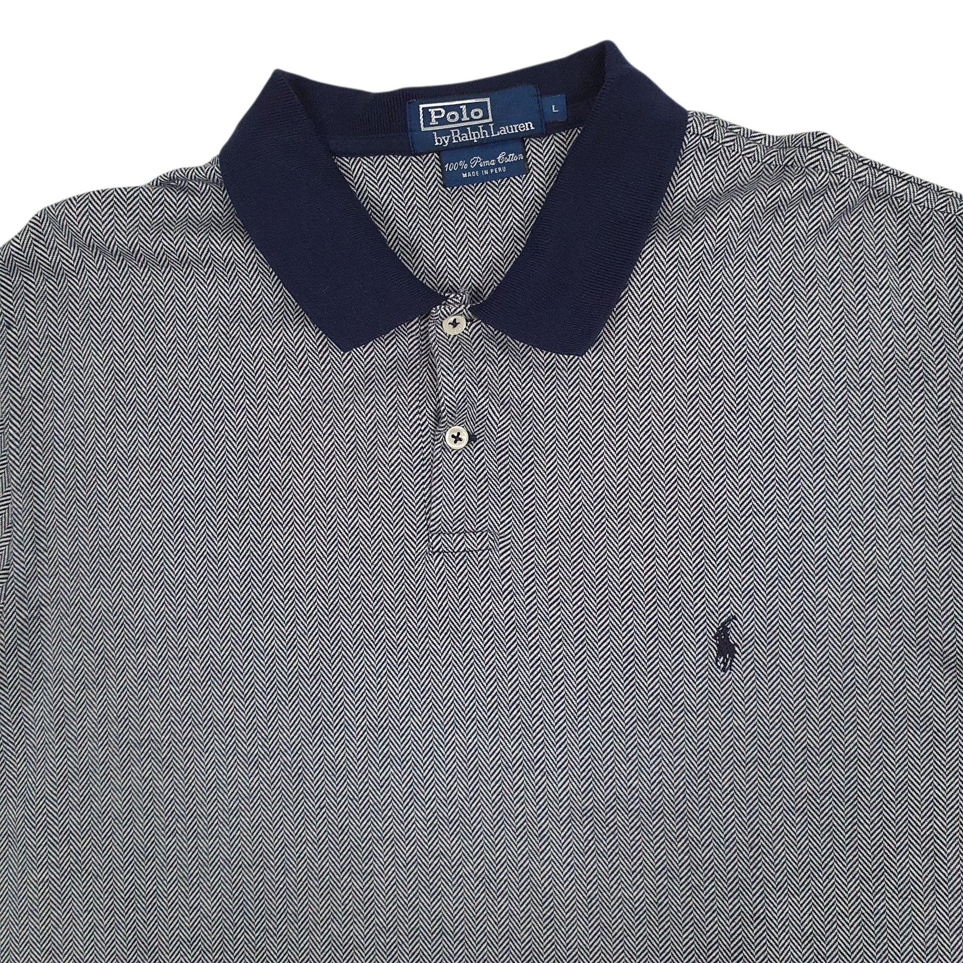 Mens Navy Polo Ralph Lauren Herringbone  Polo Shirt