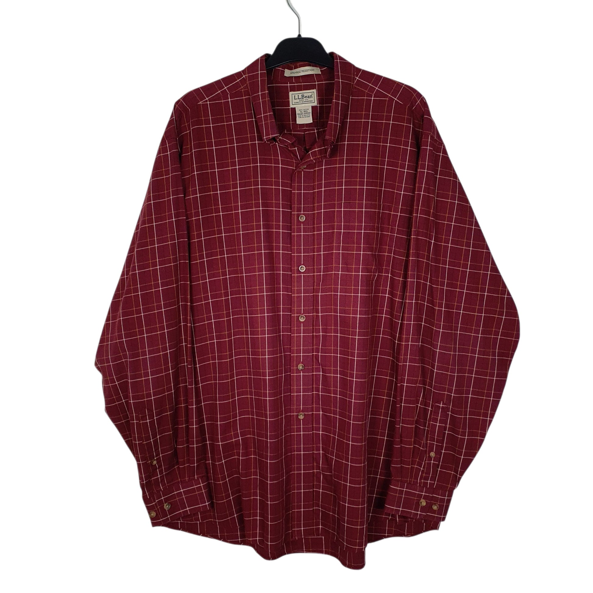 Mens Burgundy L.L.Bean  Long Sleeve Shirt