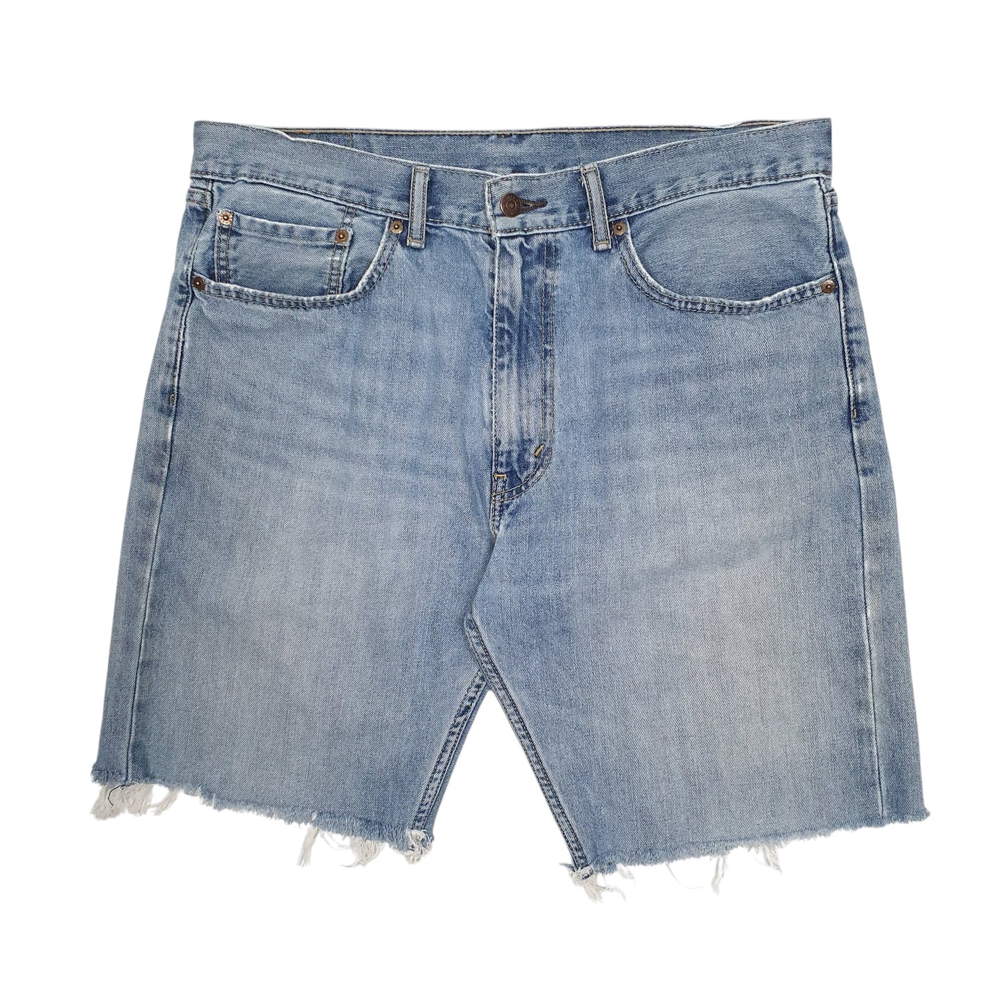 Mens Blue Levis 505 Cut Offs Denim Shorts